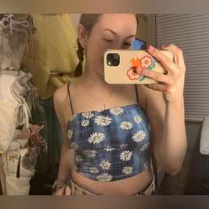 Blue flower crop top